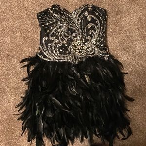 Cinderella Black Feather Cocktail Dress