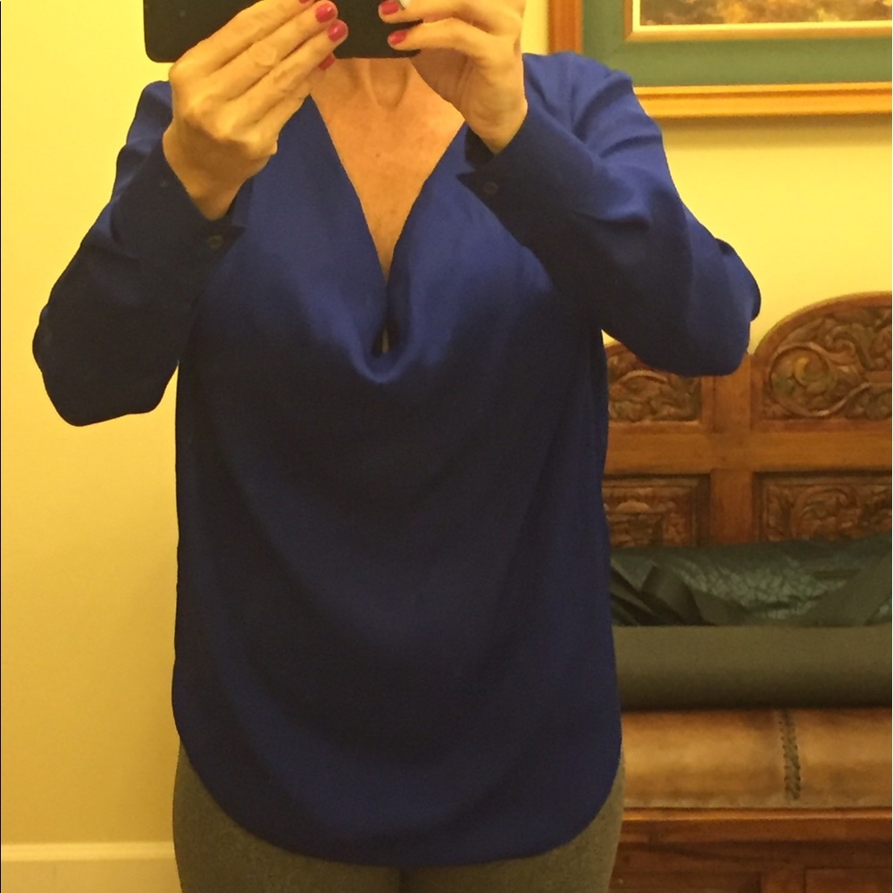 Haute Hippie royal blue silk blouse size XS