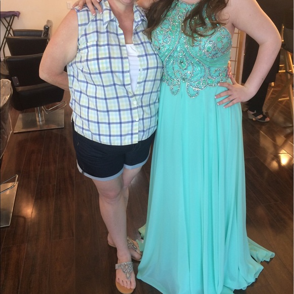 Turquoise Prom Dress - Picture 1 of 2