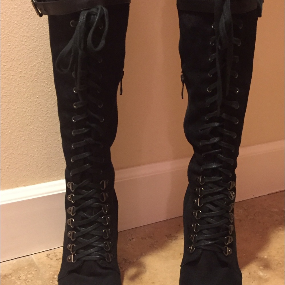 Black suede boots size 8