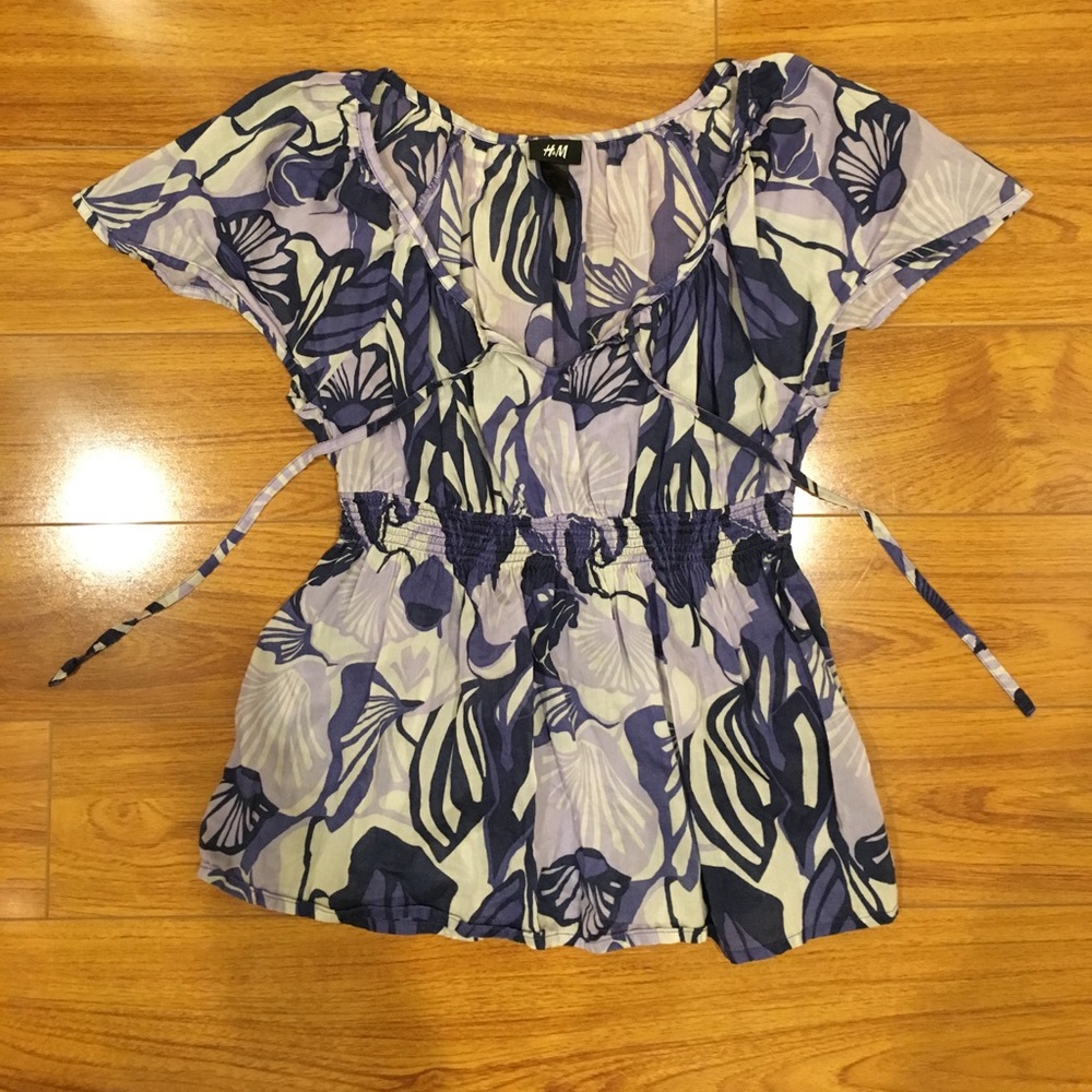 Purple floral blouse