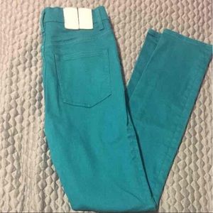 Turquoise high waisted jeans