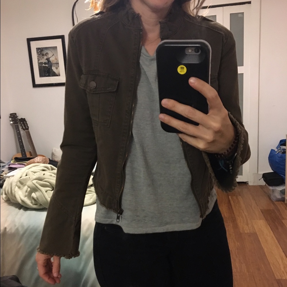 Rampage cropped military jacket small army green