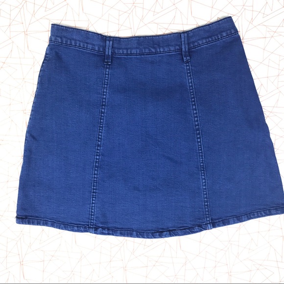Generra Denim Button Skirt Size 11 High Waist A-Line Blue 90s Y2K Vintage Style - Picture 2 of 3