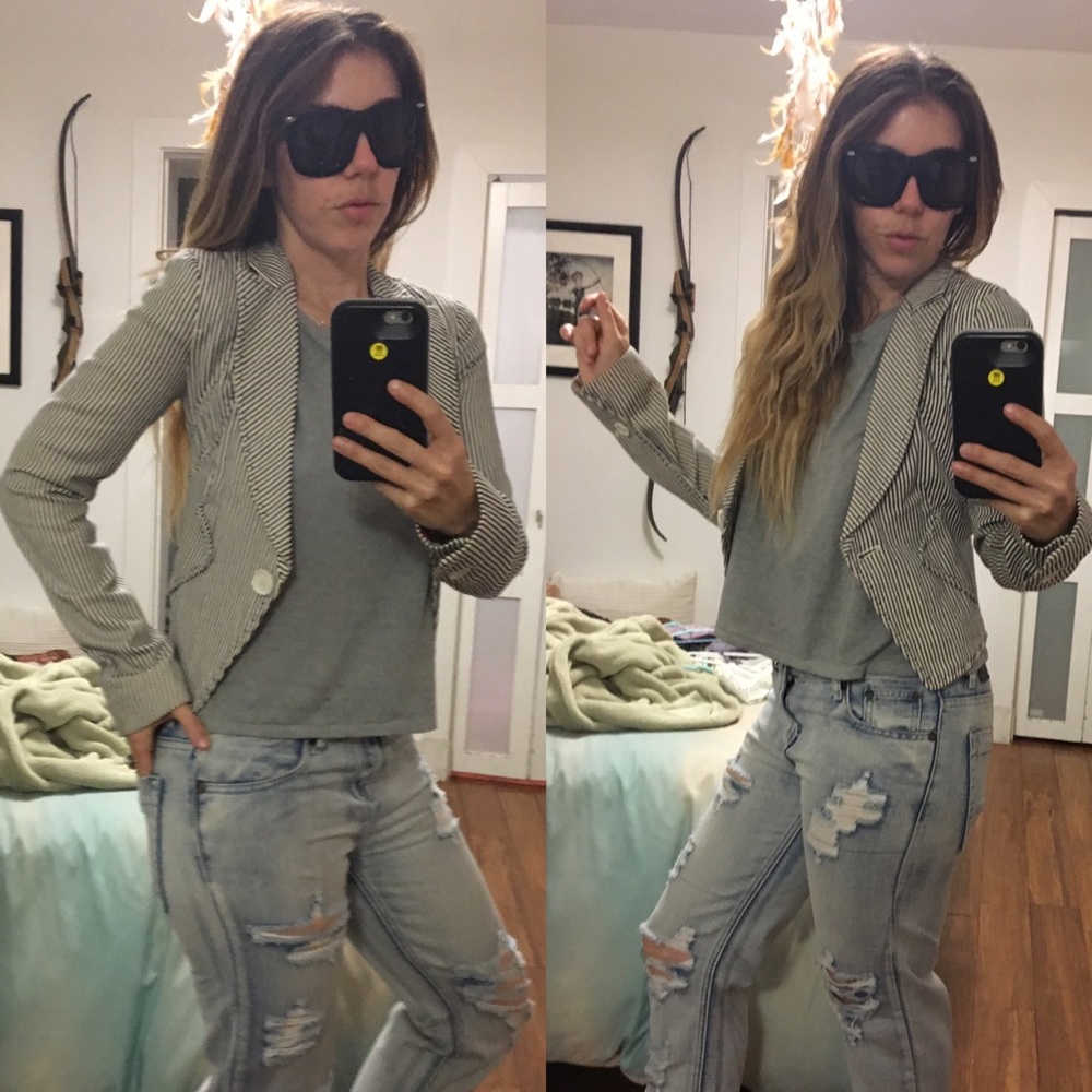 Parisian style cropped Armani Exchange blazer