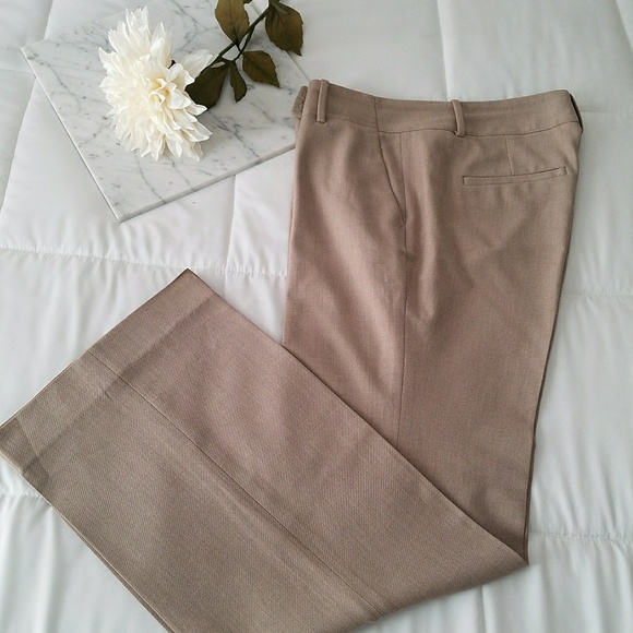 ANN TAYLOR career wide leg tan pants - Picture 2 of 7