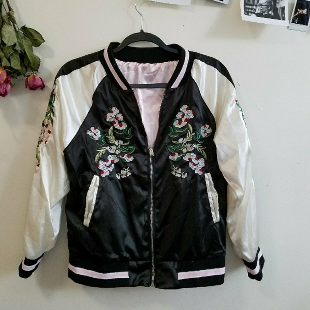 Reversible Silk Embroidered Bomber Jacket