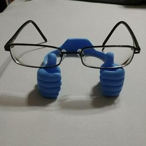 Black wire-framed glasses