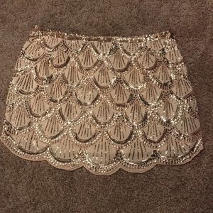 Gold Sequin Mini Skirt