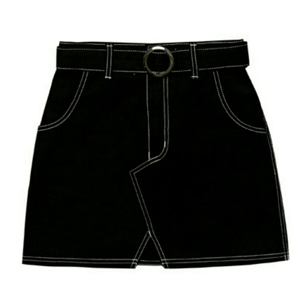 ISO O!Oi Silver Belt Slit Skirt