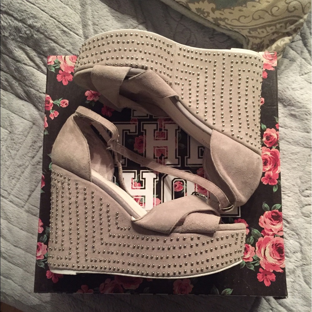 Jeffrey Campbell wedges, with silver studs.