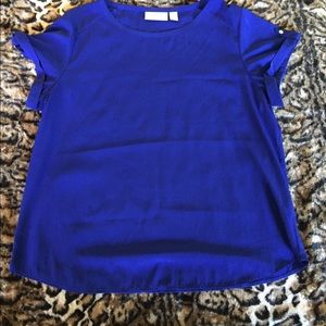 Royal Peacock Black Silk Cuff Sleeve Top