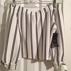 NWT black and white off the shoulder shirt