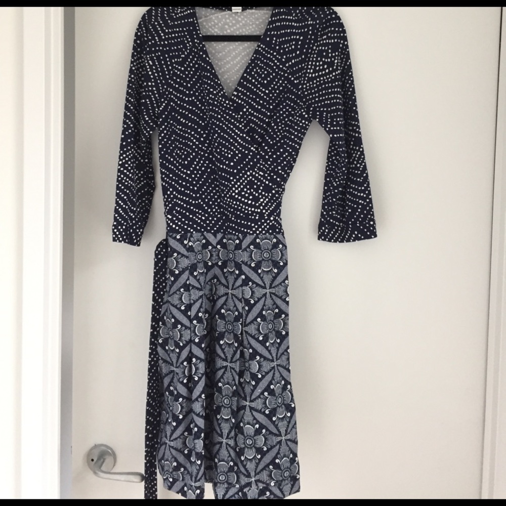 DVF Navy Wrap Dress