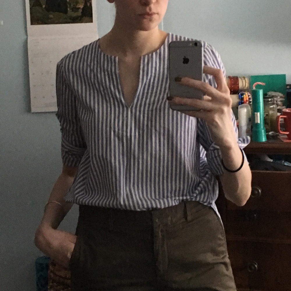 J. Crew Collarless Shirt