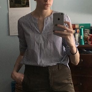 J. Crew Collarless Shirt