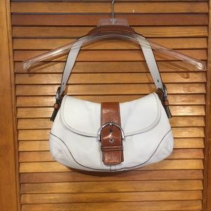 COACH SOHO WHITE WITH BROWN TRIM HOBO BAG