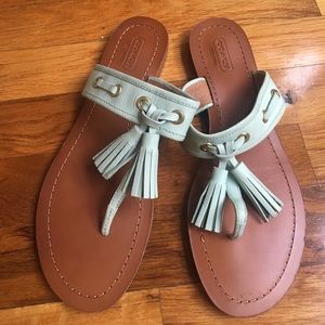 Coach leather blue tassel sandals!