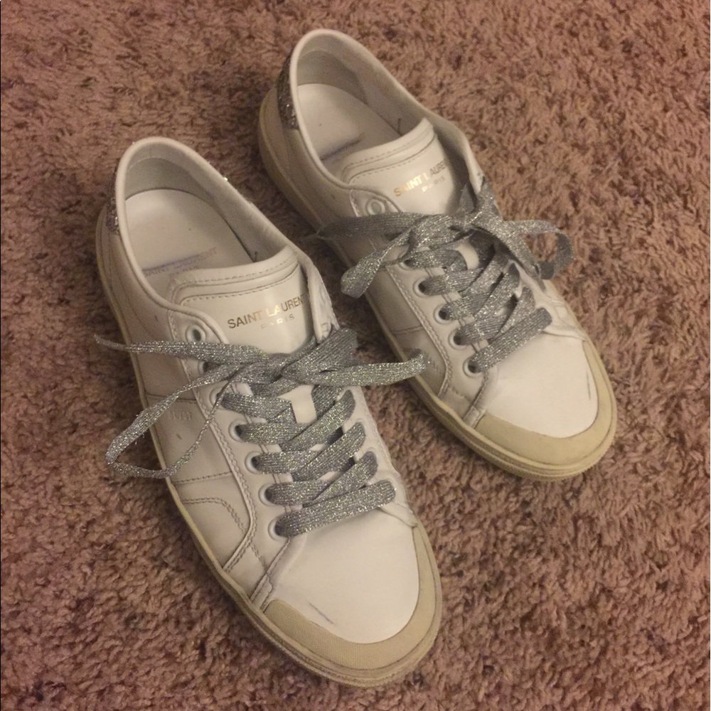 ⭐SOLD⭐Saint Laurent Glitter White Sneaker 38.5
