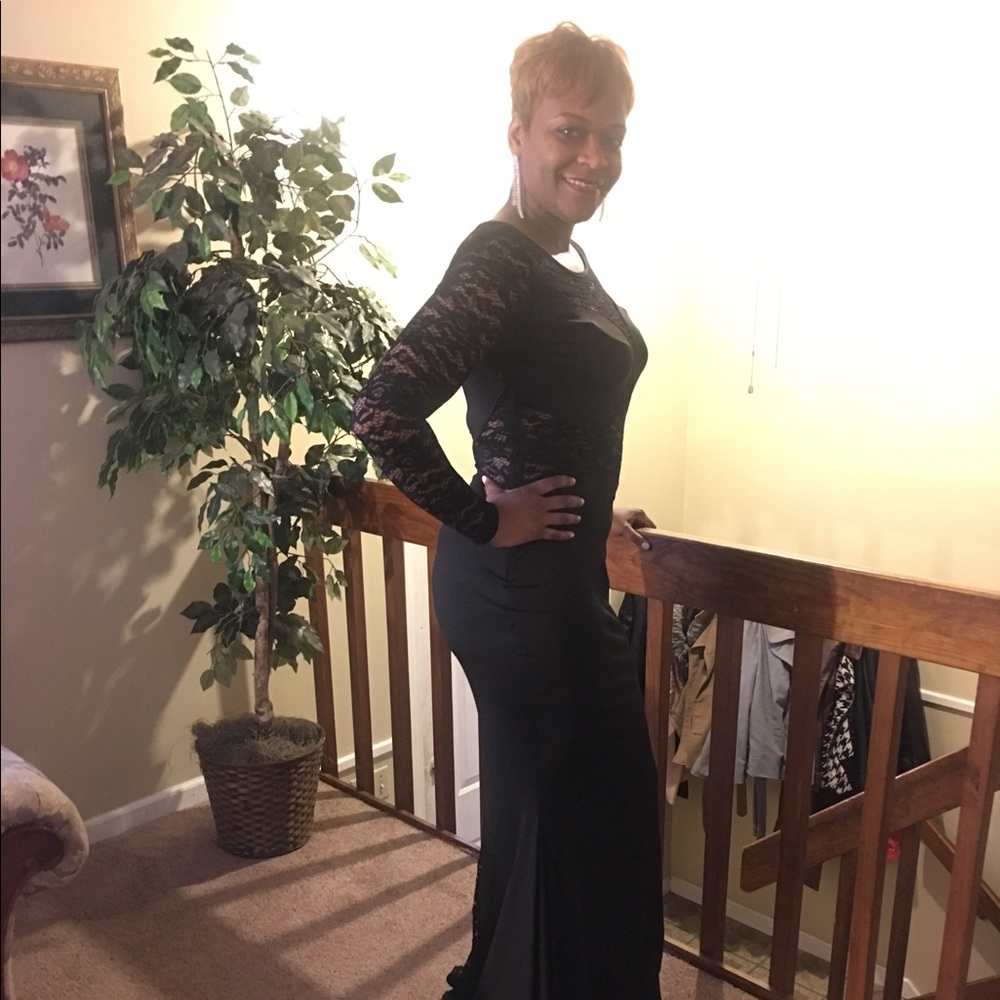 Black semi formal dress.