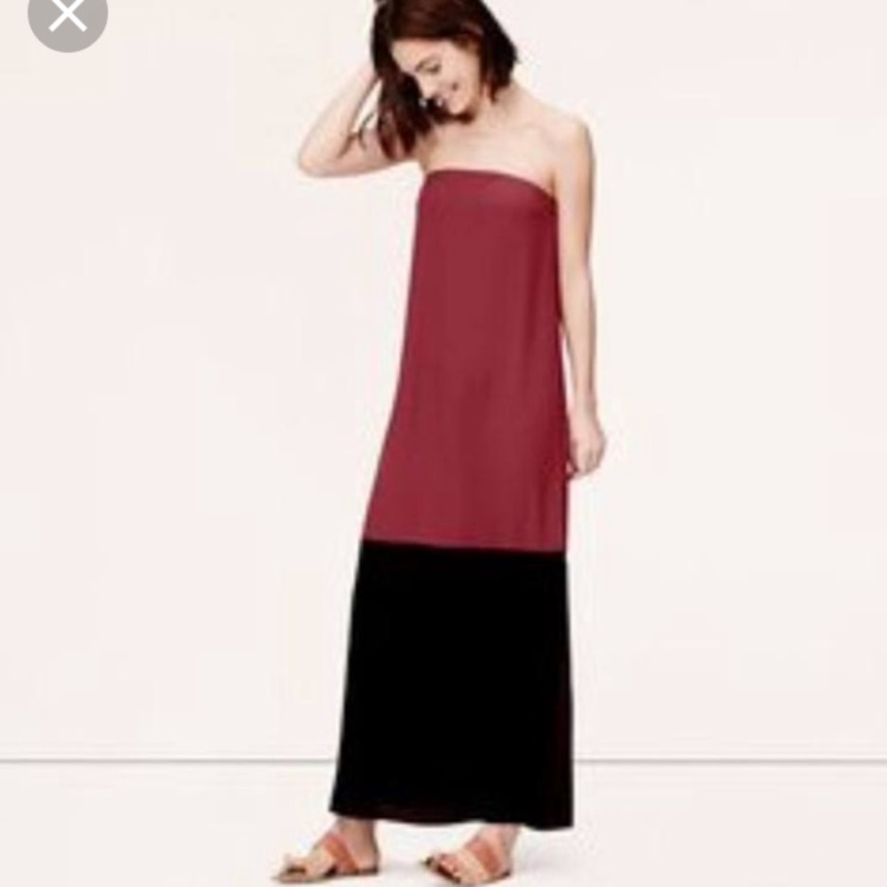 LOFT Black and red maxi dress
