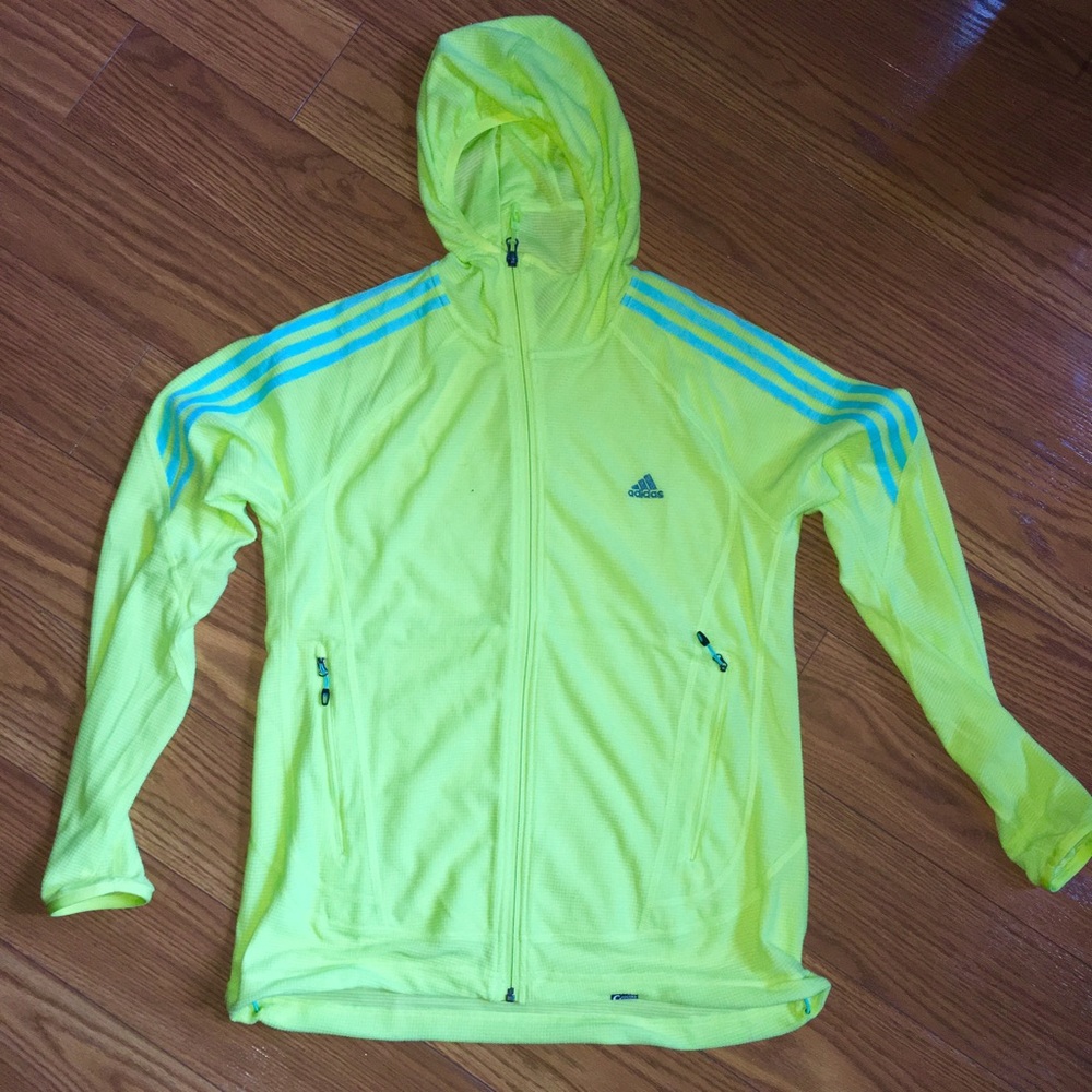 New Adidas neon yellow zip up sweater