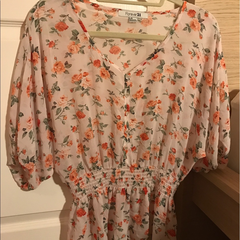 Floral peplum chiffon 3/4 sleeve top