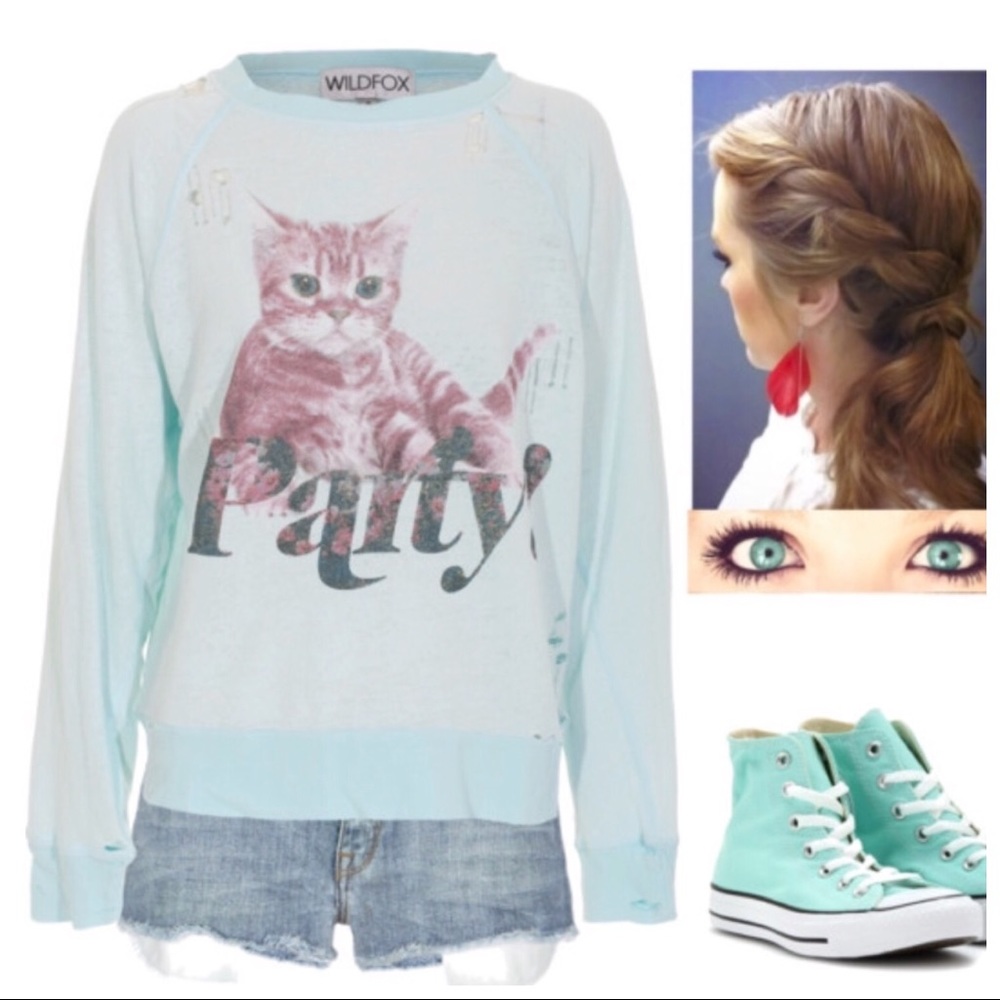 Party Cat Destroyed Jumper [mint jelly]