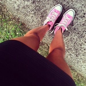 Pink high top converse
