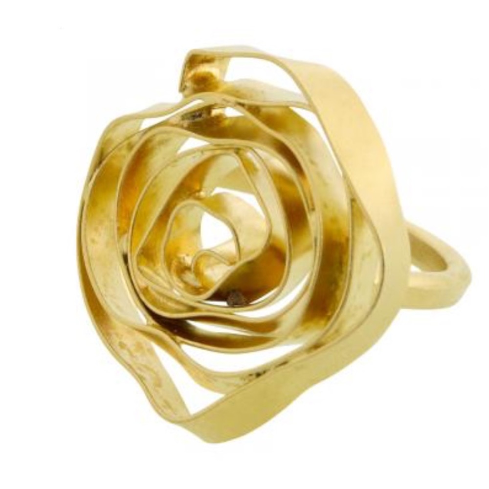 Sculptural Bold Gold Large Flower Ring,NWT sz 7