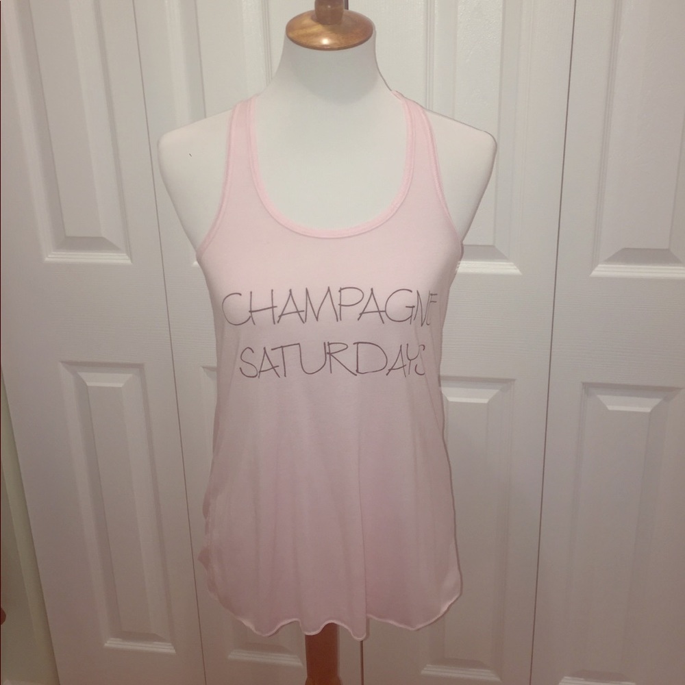 Sz small racerback "champagne saturdays" tank 