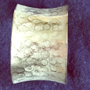 Hammered wide silver cuff