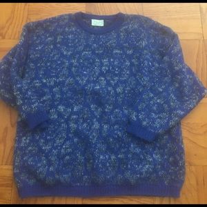 Vintage Benetton Sweater Blue Black Roses Mohair
