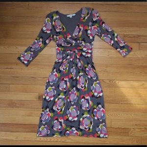 Boden Grey Multicolor Floral Faux Wrap Dress, 4