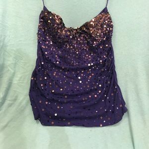 Strapless dark purple sequined dress top