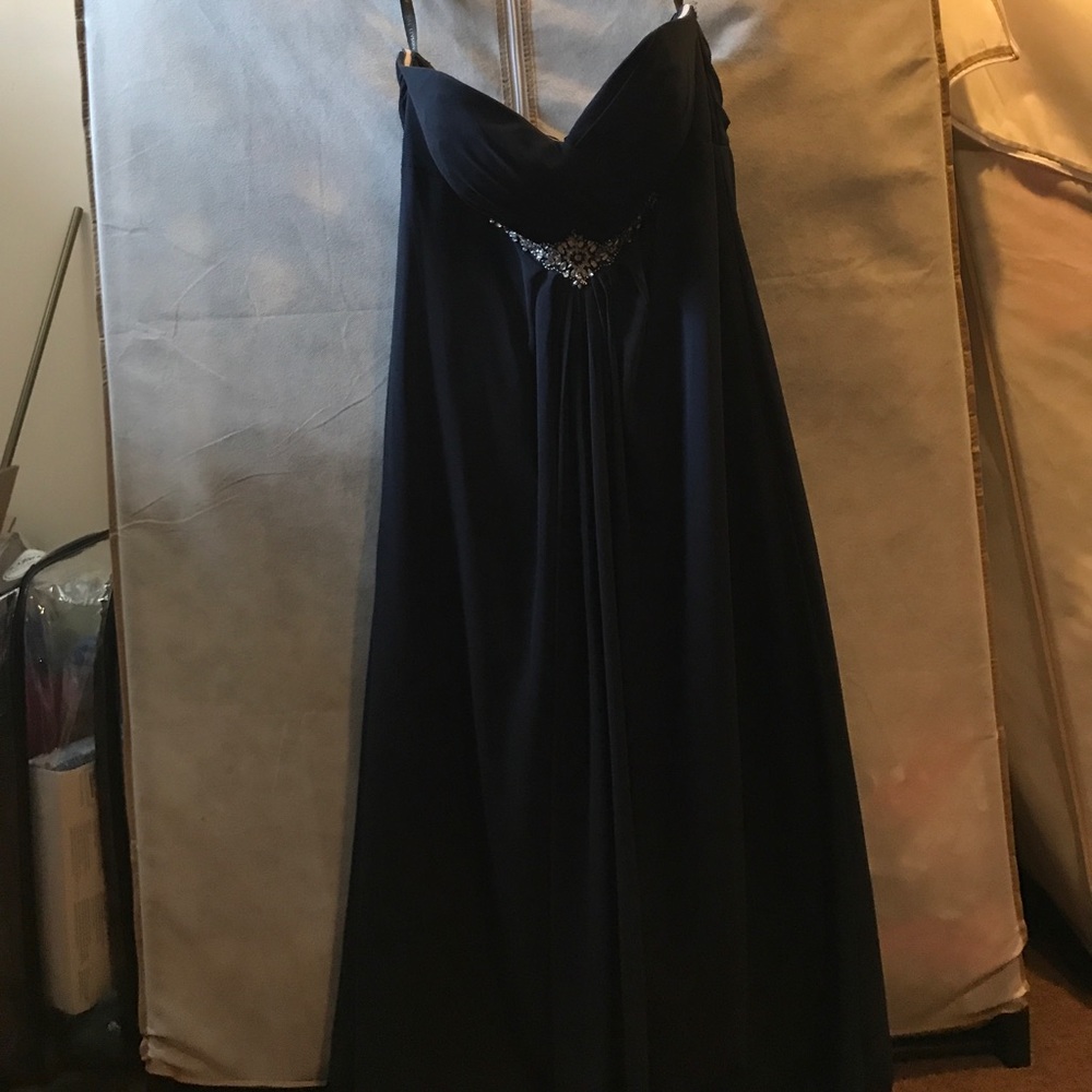 Bill levkoff Navy blue empire waist gown