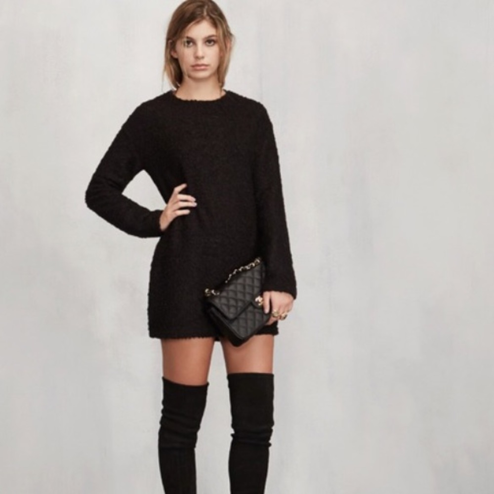 Reformation LOKIE sweater mini dress in black sz 0 - Picture 1 of 4