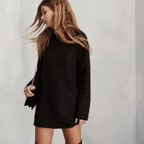 Reformation LOKIE sweater mini dress in black sz 0 - Picture 2 of 4