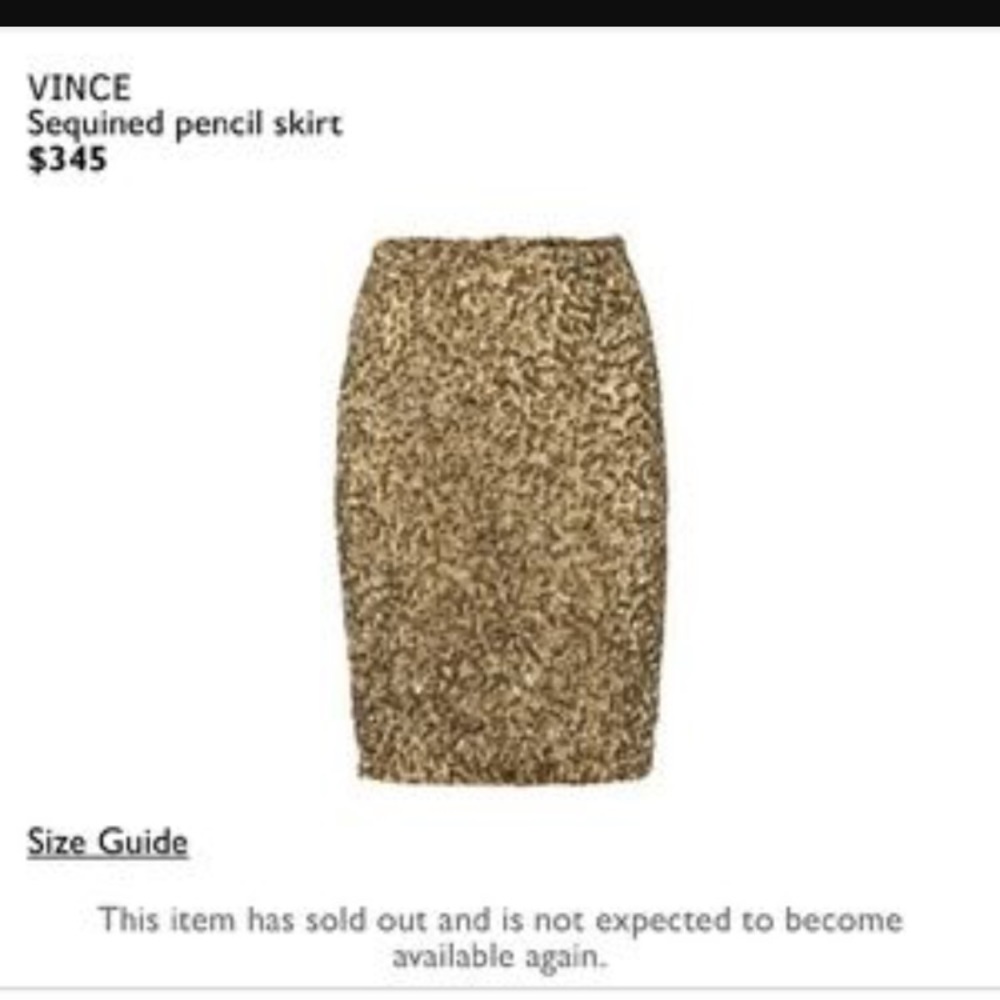 Vince gold sequin skirt