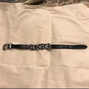 Brighton black leather and silver bracelet