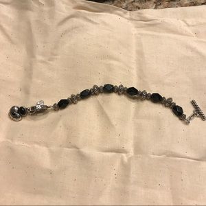 Brighton black and silver ornate beaded bracelet