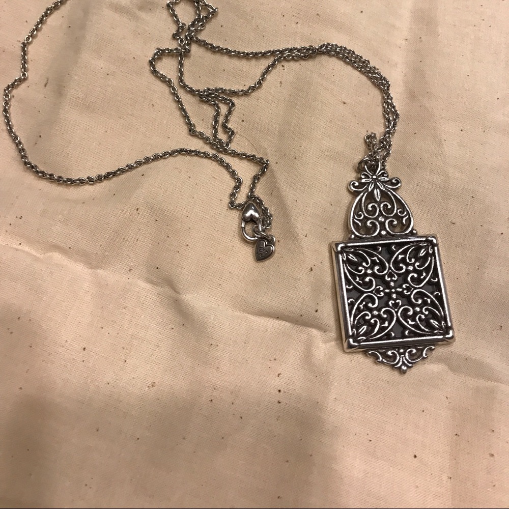 Brighton silver mirror pendant long necklace