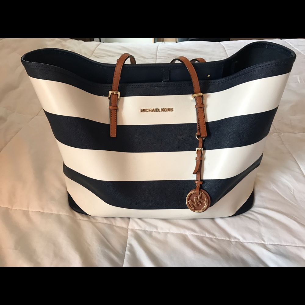Michael Kors striped tote