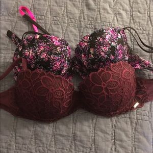 2 VS pink lace bras 34c