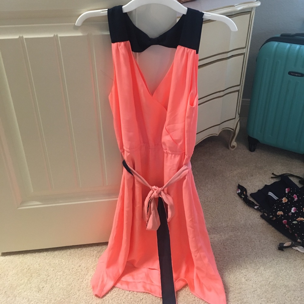 Cut out back dress- coral and navy