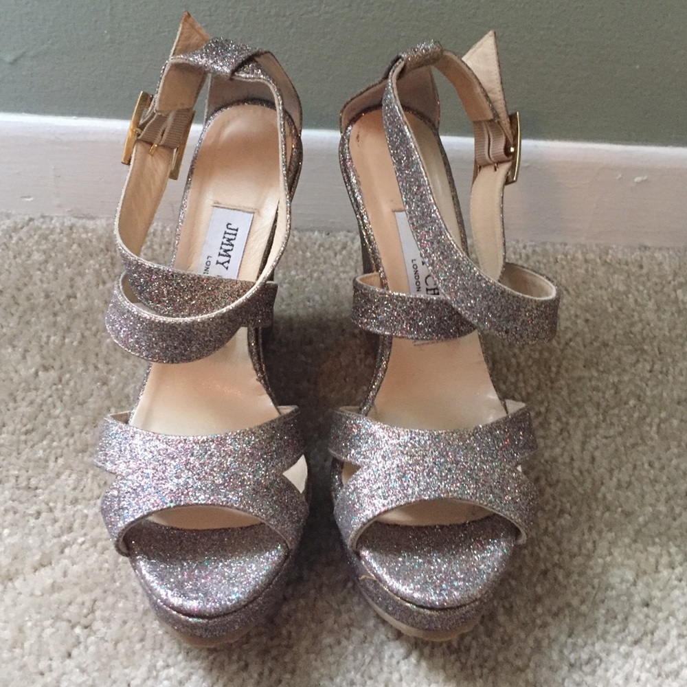 Jimmy Choo Glitter Wedges