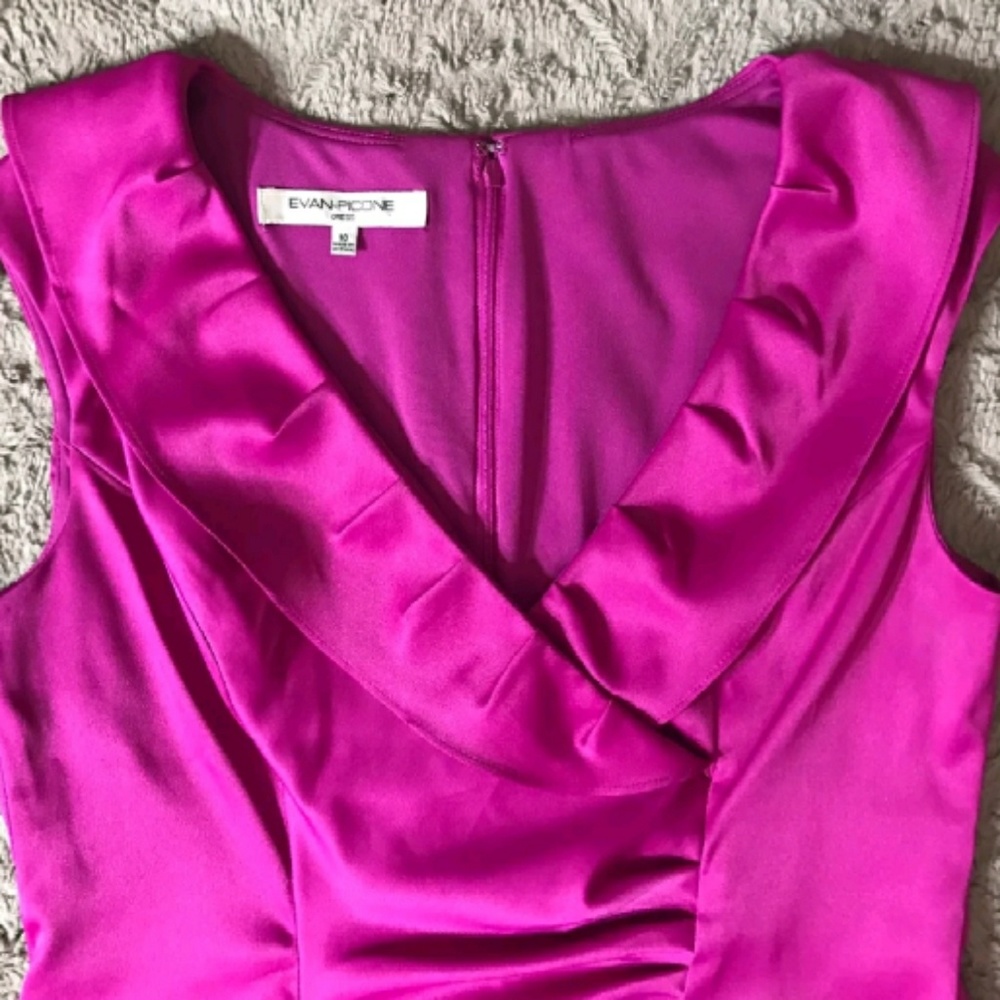 Pink Ruffle V Neck Dress - Picture 2 of 4