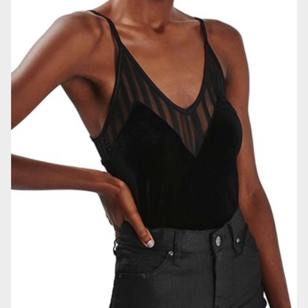 Brand new topshop illusion velvet bodysuit