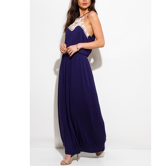 SALE💙NAVY CROCHET MAXI DRESS - Picture 3 of 6