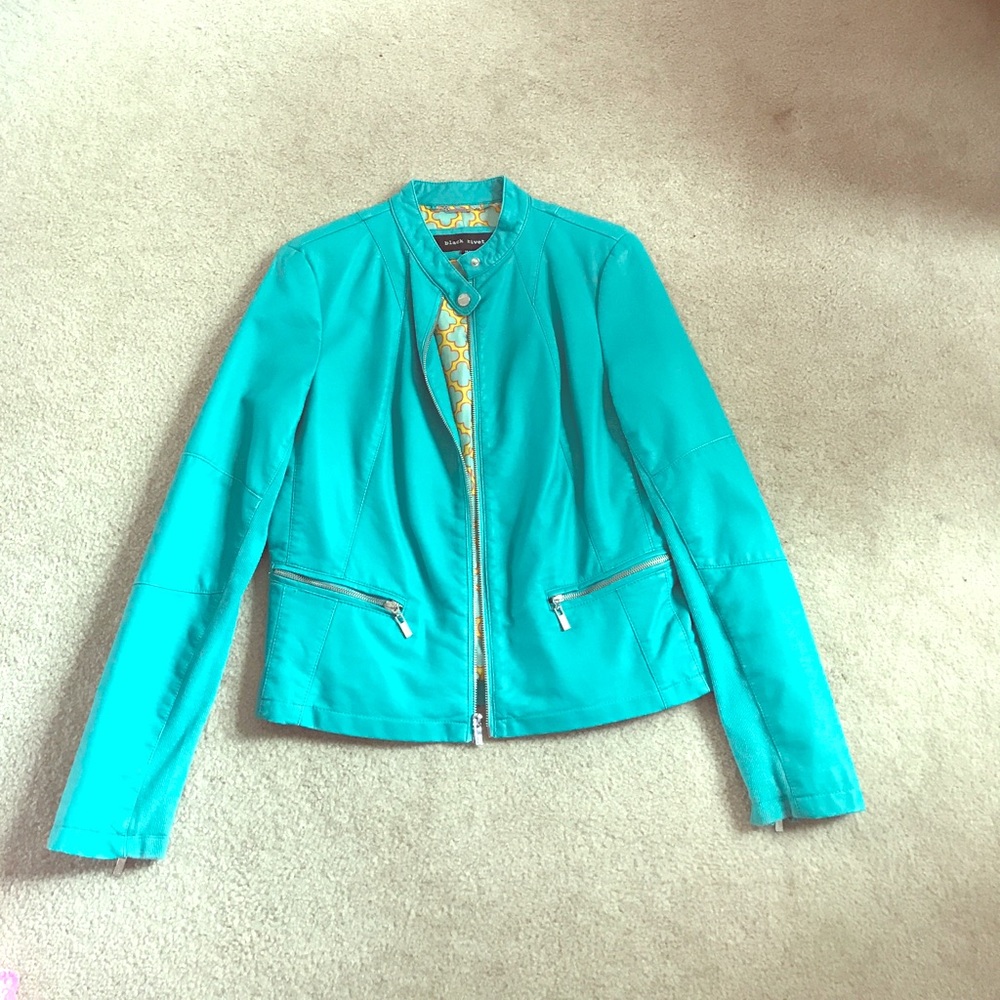 Teal Faux Leather Jacket